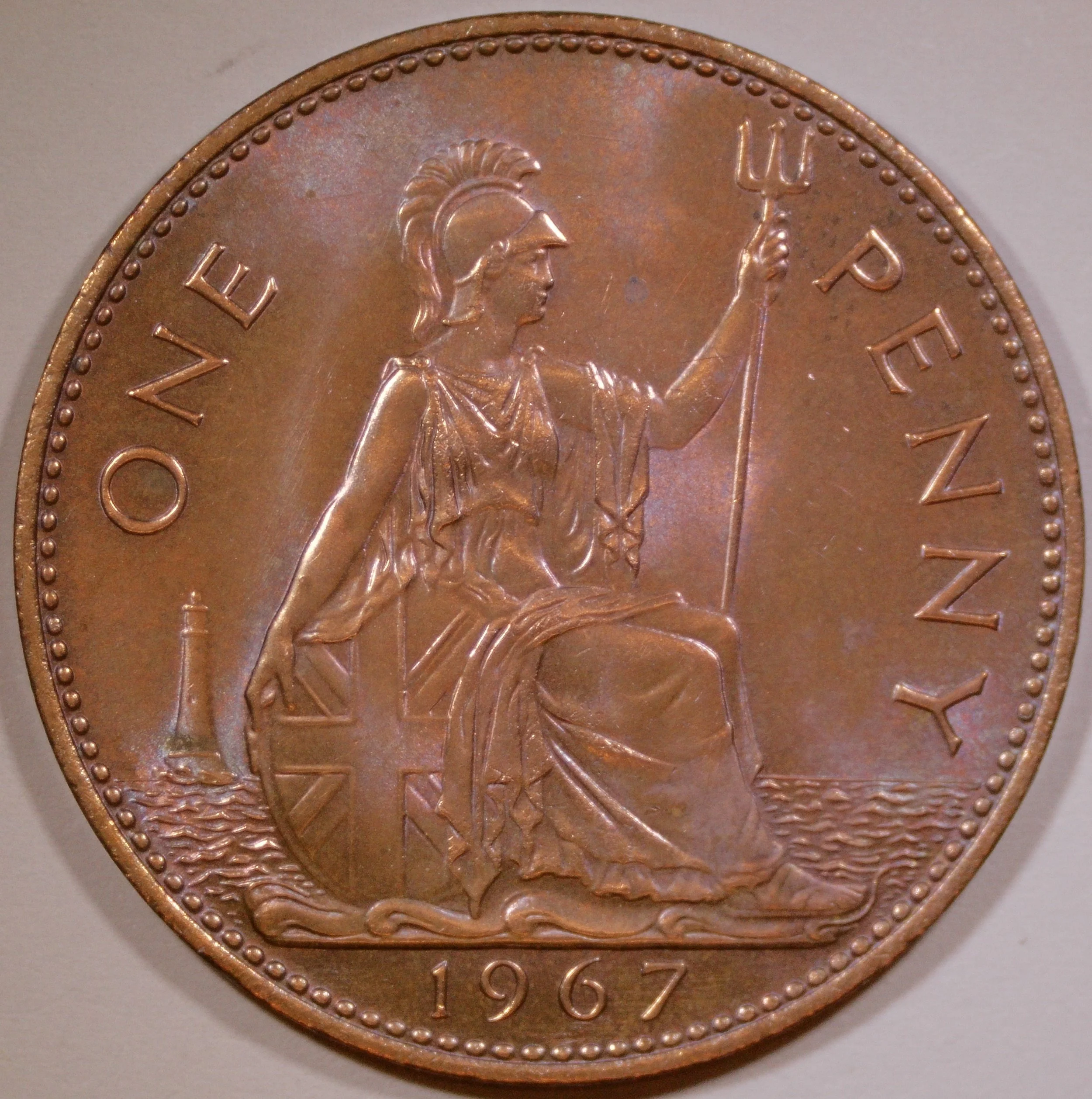 ワンペニー　one penny エリザベス2世 1967 1967 UK Elizabeth II British Bronze One Penny Very Good at